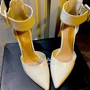 Whit strap heels worn once